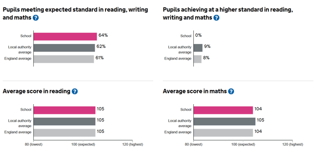 An example of key performance data available for a primary school