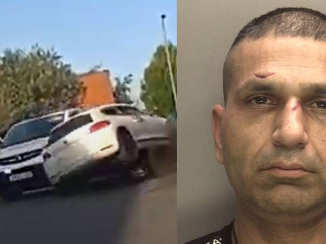 Man rams police vehicles.