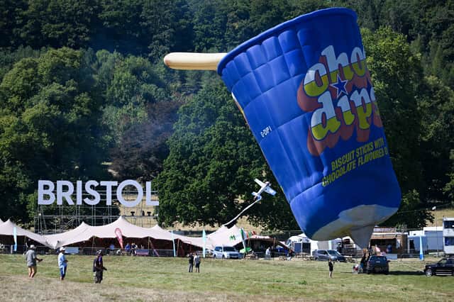 A hot air balloon pays homage to the popular KP Choc-Dips snack, introduced in 1982