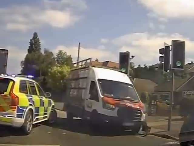 Stolen van rams police cars in Mansfield