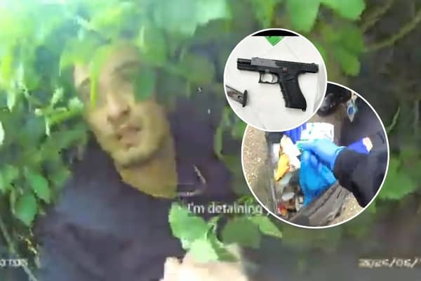 Drug dealer dumps gun and cocaine then asks police “can I call my dad?” during arrest
