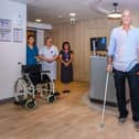 Dr Hilary Jones prepares to leave the Practice Plus Group Hospital in Birmingham after his hip replacement surgery.