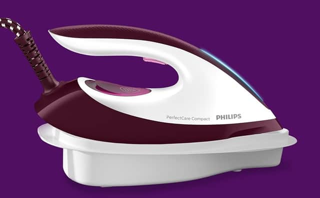 The Philips PerfectCare Compact combines a lightweight iron with a compact steam generator base.