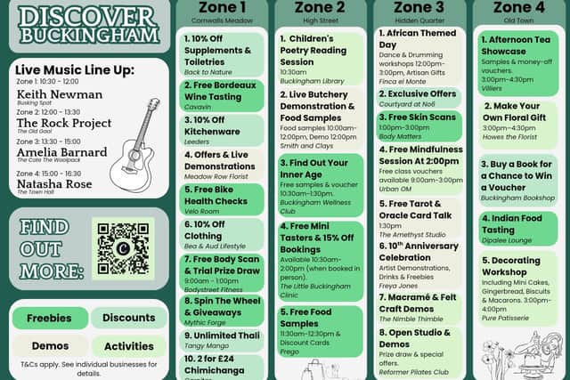 A list of free activities and offers for the day