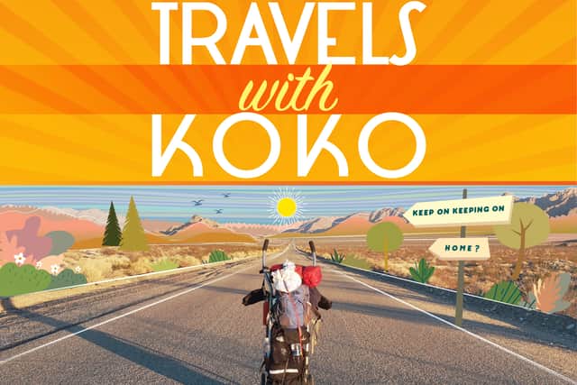 Front cover of Travels with KOKO, Tom Fremantle's first book about his world walk.