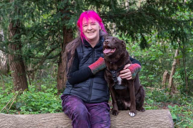 Becky and her dog Zelda who also features in the book.