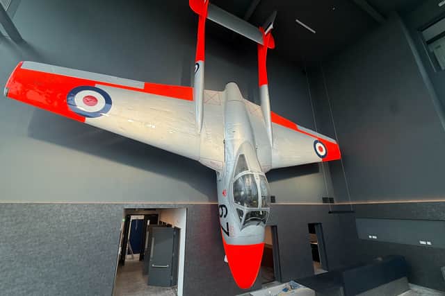 Historic de Havilland Vampire aircraft in Vanguard Maidenhead