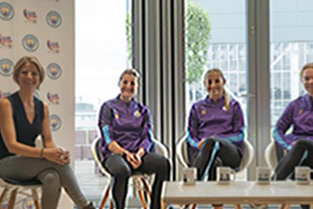 Aylesbury born footballer Ellen White takes part in a panel discussion with some of her Manchester City team-mates about life on and off the football pitch
