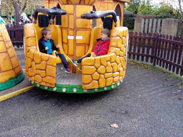 Beaver Scouts trying out a ride at Gulliver's Land