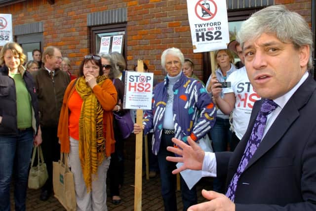 John Bercow MP at an anti-HS2 protest in Buckingham