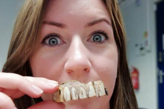 Valuer Isabel Murtough with the denture plate