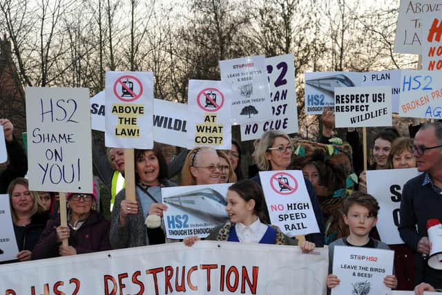 An anti-HS2 protest in Calvert Green