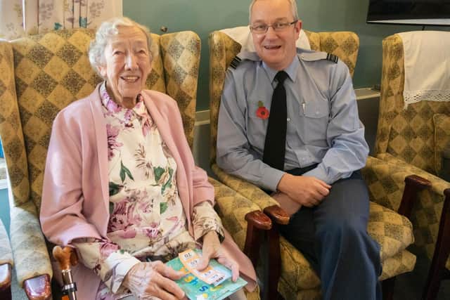 Squadron Leader Gibson with an Abbeyfields resident at the event