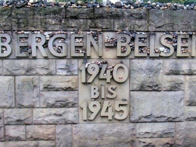 A commemorative stone at the site of the former concentration camp