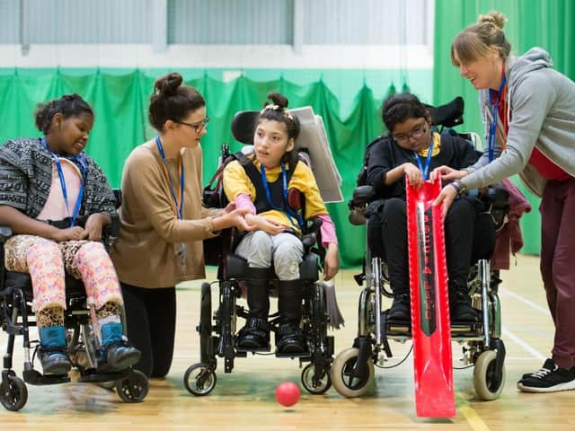 Pace Centre pupils taking part in an event at Stoke Mandeville Stadium
