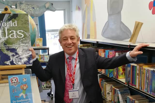 John Bercow during a visit to a school in Winslow
