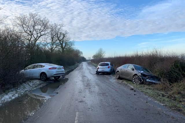 Aftermath of the accident in Quainton on Monday morning