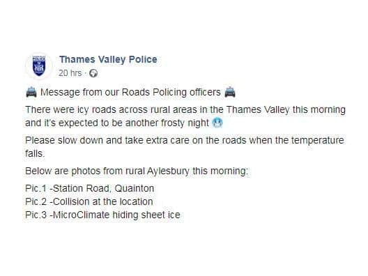 Thames Valley Police Facebook post on Monday