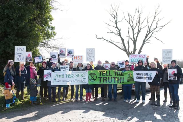 HS2 protesters in Steeple Claydon on Monday 2 March