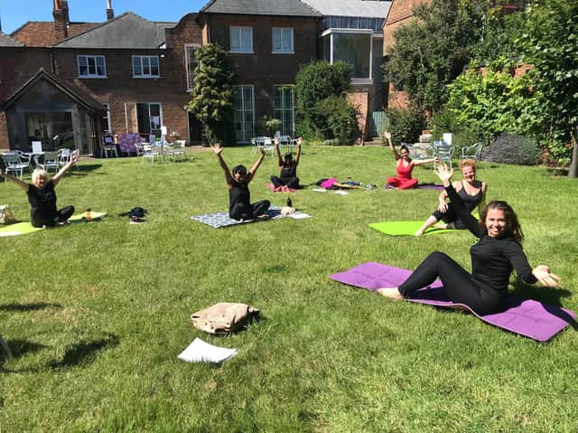Yoga in the garden at Bucks County Museum