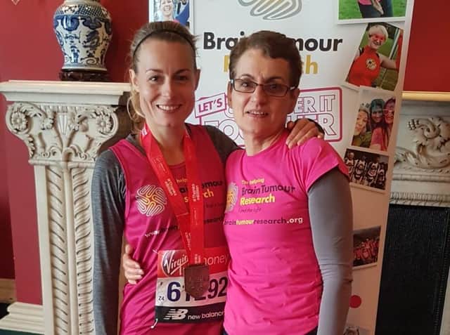Francoise Shelton (right) with daughter Fenella who completed London Marathon 2019.