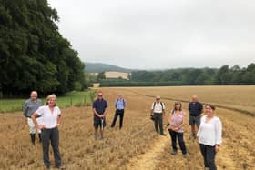 The launch event at Hampden Bottom Farm, Great Missenden, attended by Bill Chapple OBE (far left), Marian Spain (second left), and Tony Juniper (fourth from right).