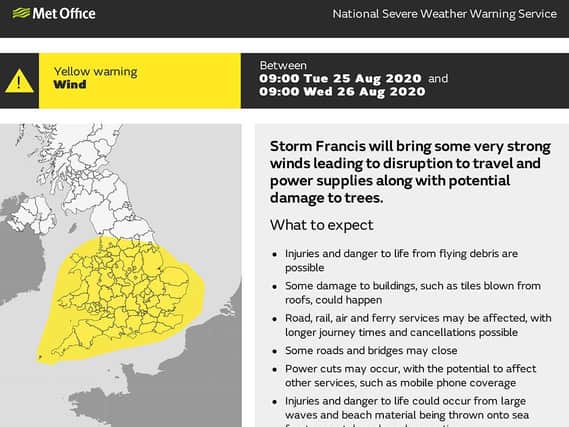 A yellow weather warning has been issued