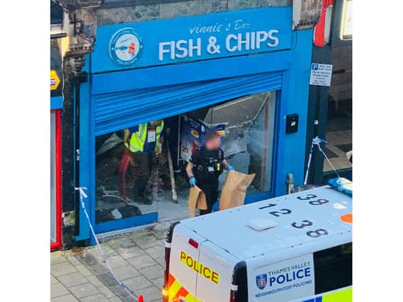 Officers were seen removing 'several' brown bags filled with drugs