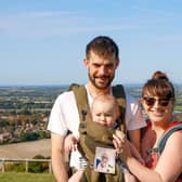 Erika tributes her mum up at Whiteleaf Cross with her husband Jamie and baby Harrison