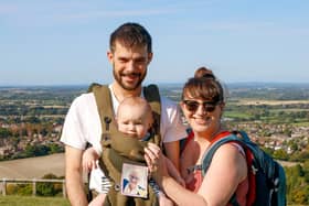 Erika tributes her mum up at Whiteleaf Cross with her husband Jamie and baby Harrison