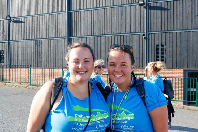 Sisters Natalie and Emily walking in memory of their dad Peter
