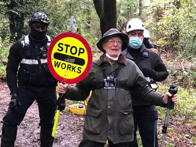 A protestor at the site today
