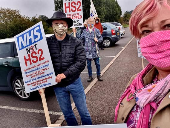 HS2 campaigners including the Mayor of Aylesbury in Fairford Leys this week