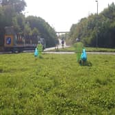 Team on roundabout showing traffic management