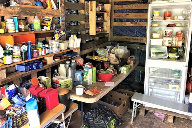 The food store at the protest camp
