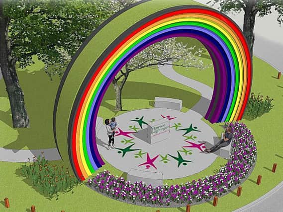 An artists impression of the rainbow sculpture