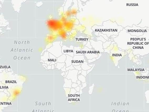 This map on downdetector.com showed the extent of the Google crash
