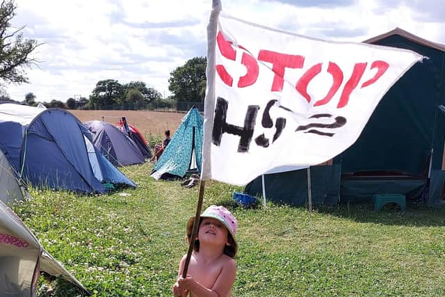 A young protester at the site