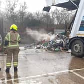 Buckinghamshire Fire & Rescue Service responding to recycling and waste vehicle fire on Monday 18 January, 2021.