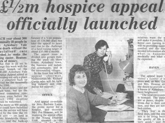 A Bucks Herald article supporting the hospice when it was just starting out