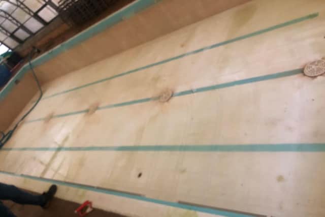 The pool is currently in a state of disrepair