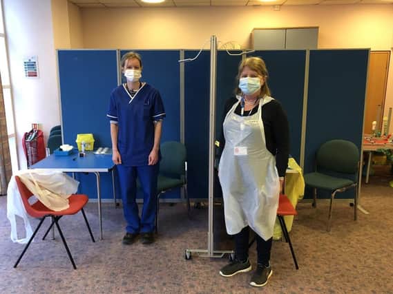 Pictured: GP Amanda Bartlett and volunteer, Nurse Averil Bird at the homeless vaccination clinic