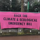 Volunteers supporting the Climate and Ecological Emergency Bill, hosted a banner in Tring