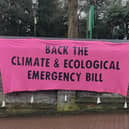 Volunteers supporting the Climate and Ecological Emergency Bill, hosted a banner in Tring