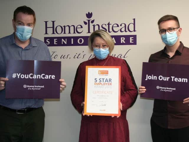 Lee Harrington, owner of Home Instead Aylesbury Vale and North East Oxfordshire Fay; team leader and Matt; employee engagement manager.