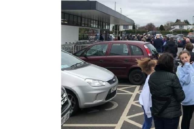 Queues outside Lidl on Broadfields this weekend