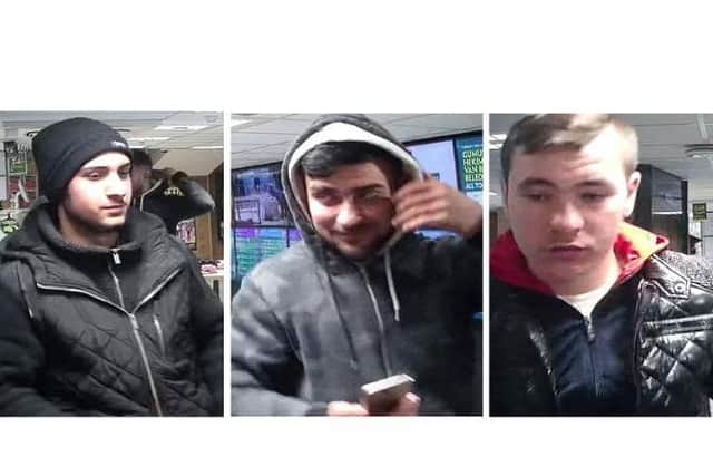 Three men police believe may have vital information relating to a street robbery