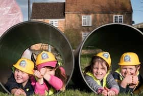 Ludgershall children - image taken on March 16 to celebrate works starting on the village's new play area