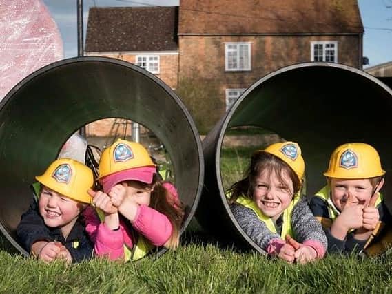 Ludgershall children - image taken on March 16 to celebrate works starting on the village's new play area