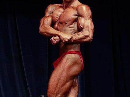 Tony competing as a bodybuilder